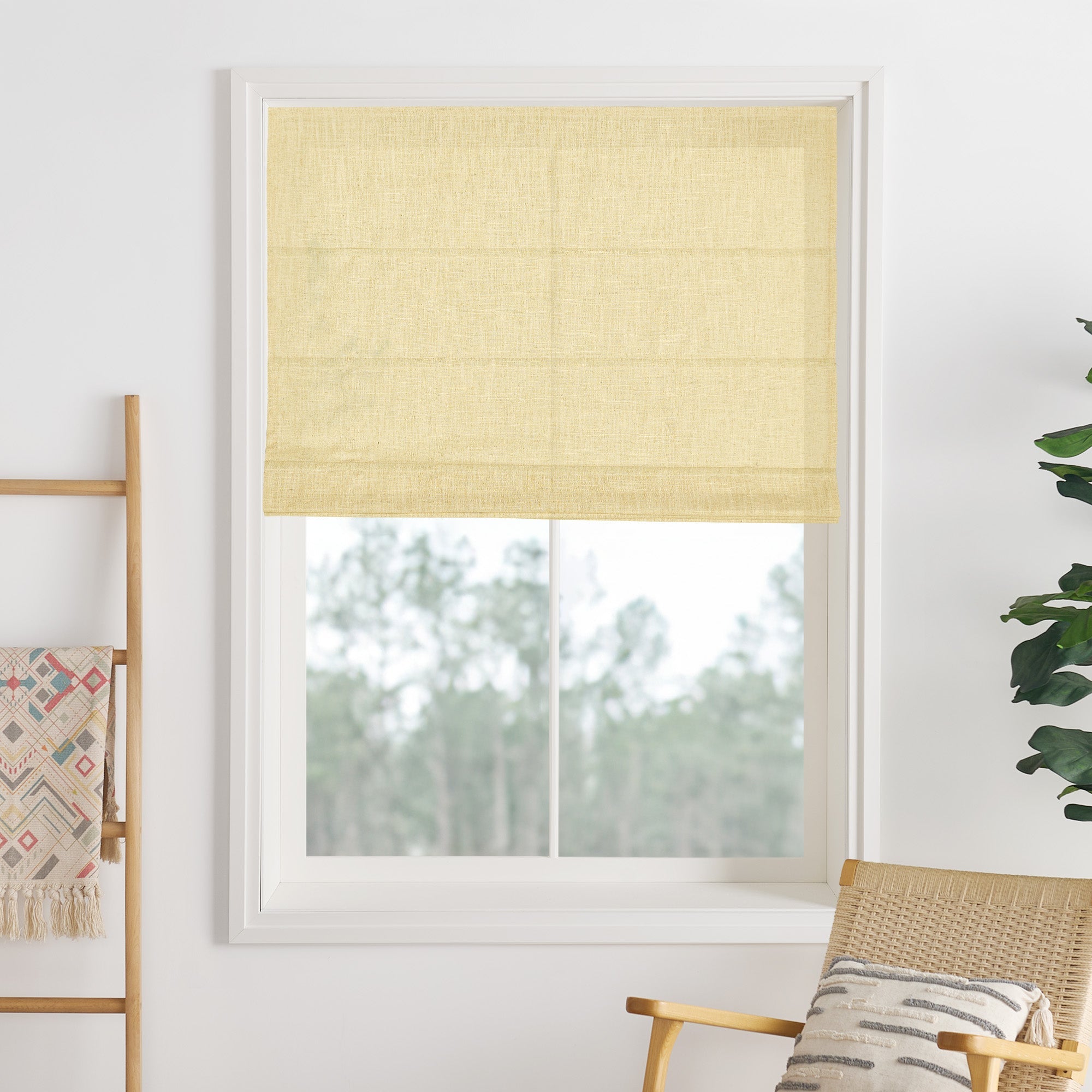 Liz Linen Herringbone Roman Shades & Blinds-Neutral Decor