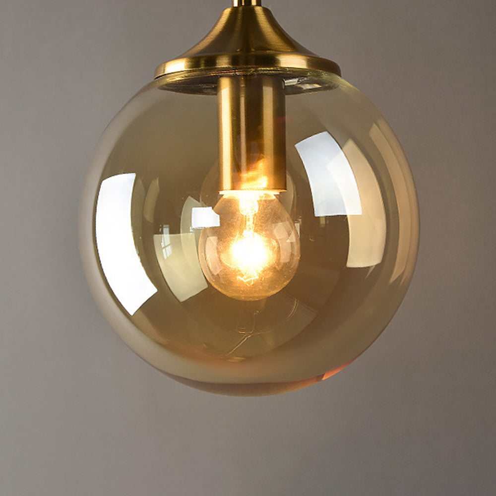 Valentina Modern Globe Metal/Glass Wall Lamp, Gray/Amber/Clear/White - Neutral Decor