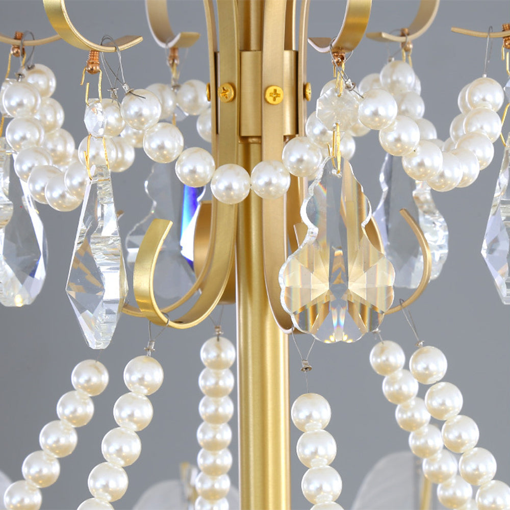 Kristy Elegant Pearl/Glass/Metal Chandelier, White - Neutral Decor
