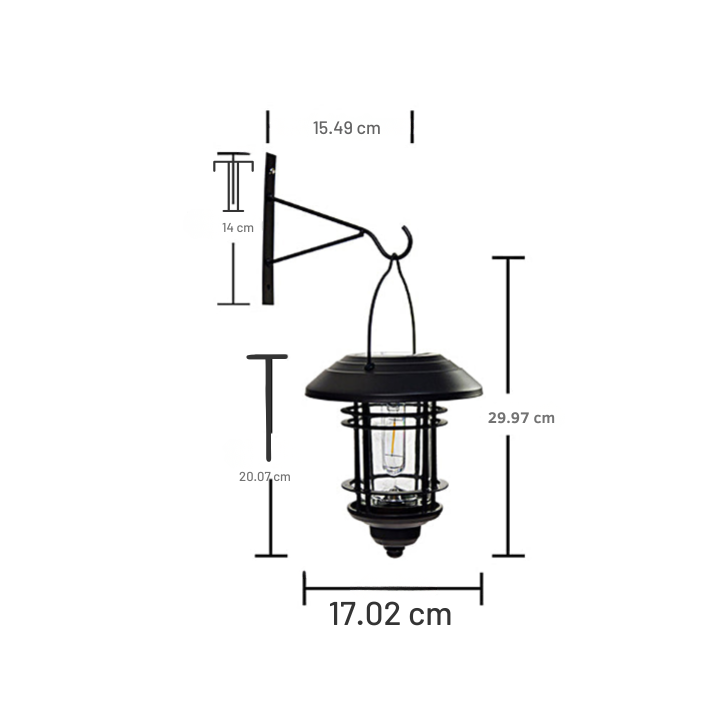 Udol Industrial Style Solar LED Outdoor Wall Lamp