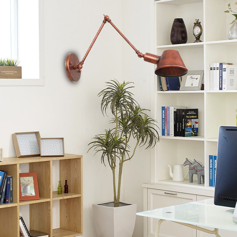 Epoch Rotatable Wall Lamp with Swing Arm, Black/Rust - Neutral Decor