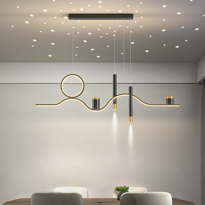 Arisha Modern Metal Linear Starry Night Pendant Light, Black - Neutral Decor