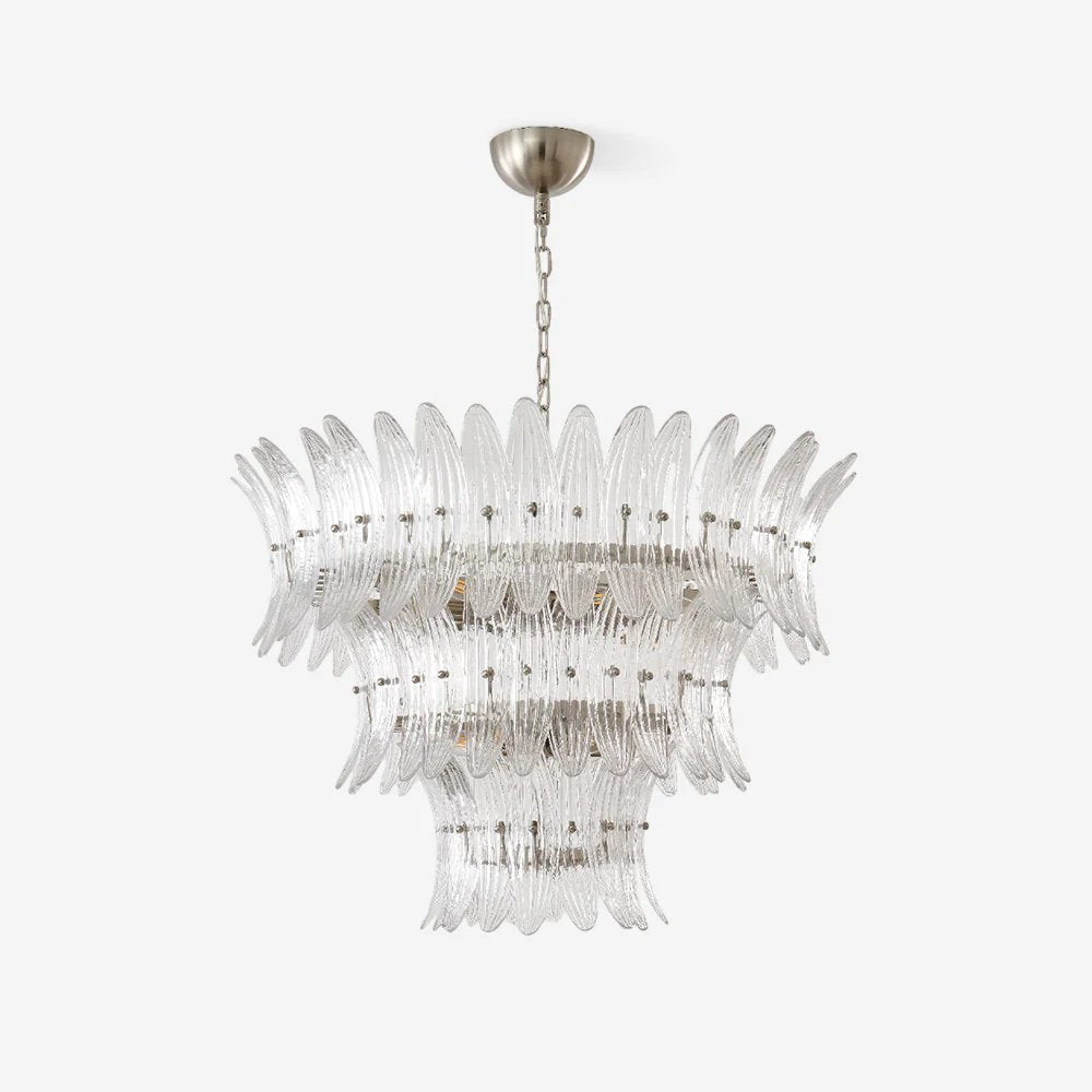 Tevenq Chandelier Murano Glass Palmette Leaf Tiered-Neutral Decor