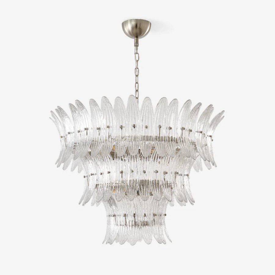 Tevenq Chandelier Murano Glass Palmette Leaf Tiered-Neutral Decor