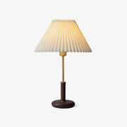 Fiora Pleated Walnut Table Lamp-Neutral Decor