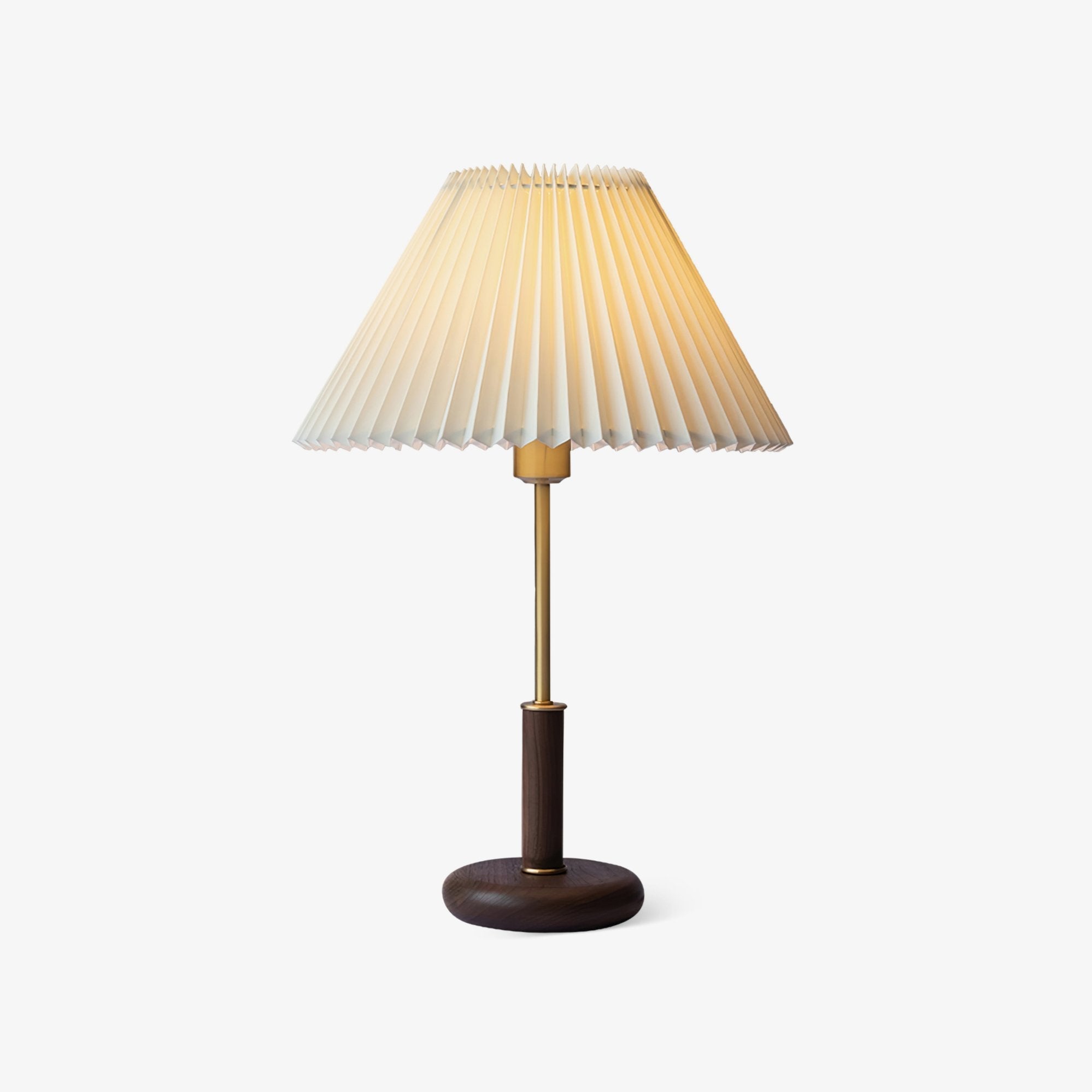 Fiora Pleated Walnut Table Lamp-Neutral Decor