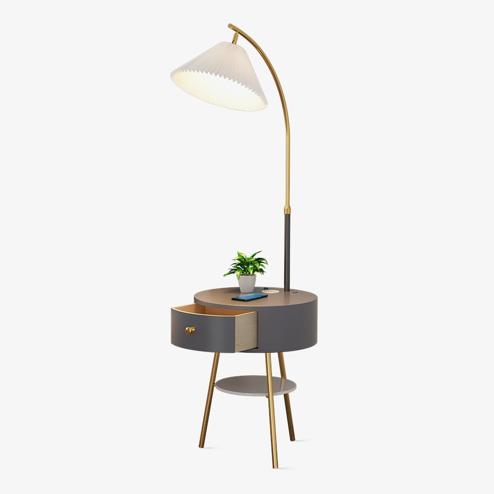Arcora Pleated Arc Floor Light-Neutral Decor