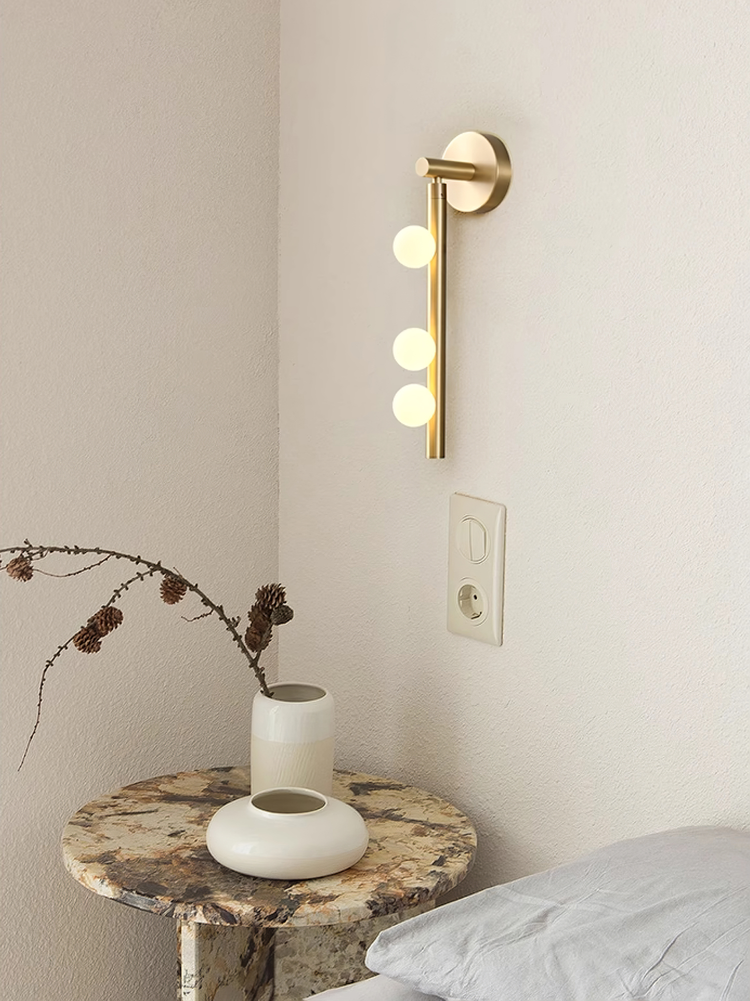 Rory Modern Minimalist Tube Brass Glass Wall Lamp-Neutral Decor