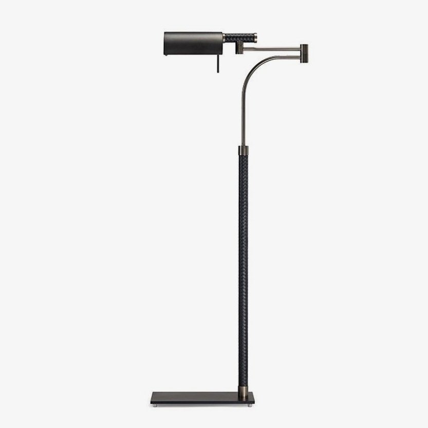 Bane Black Leather Floor Lamp-Neutral Decor