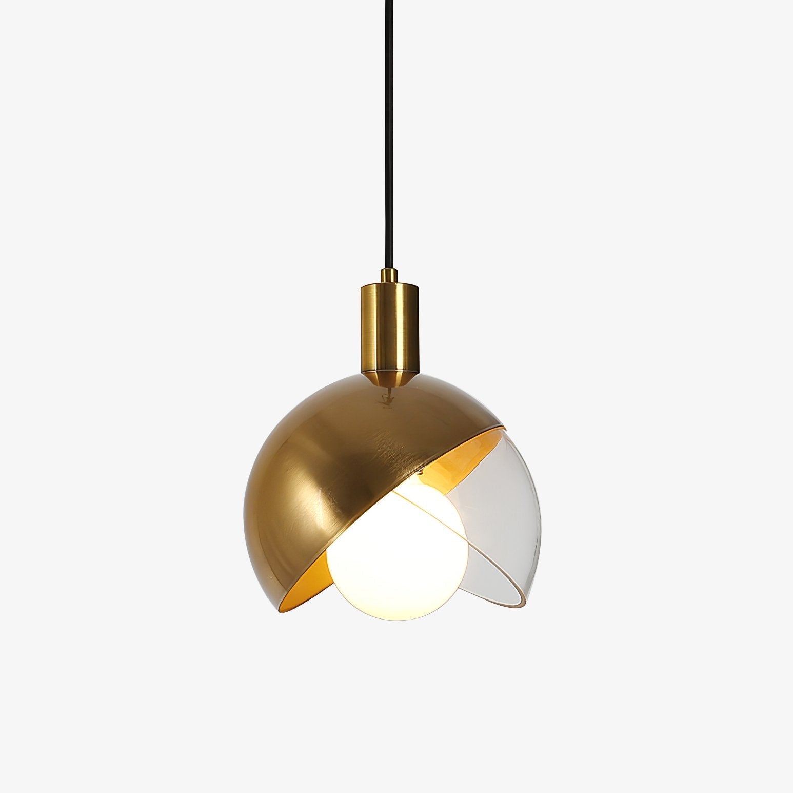 Noveny Pendant Lamp Brass Glass Half Dome Globe Mid Century-Neutral Decor