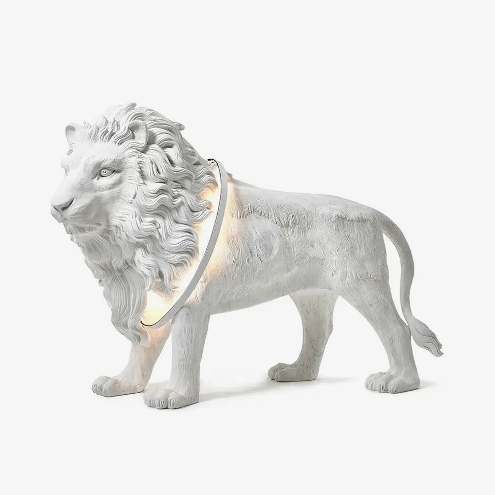 Brynis Lion Sculpture Floor Lamp-Neutral Decor