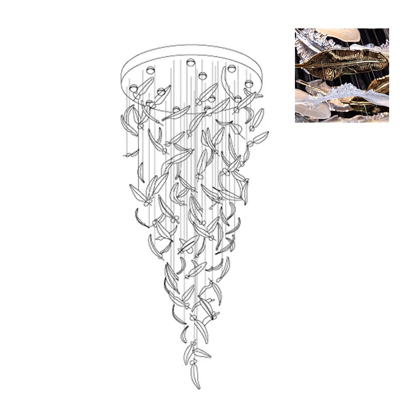 Aetherial Glass Leaf Chandelier-Neutral Decor