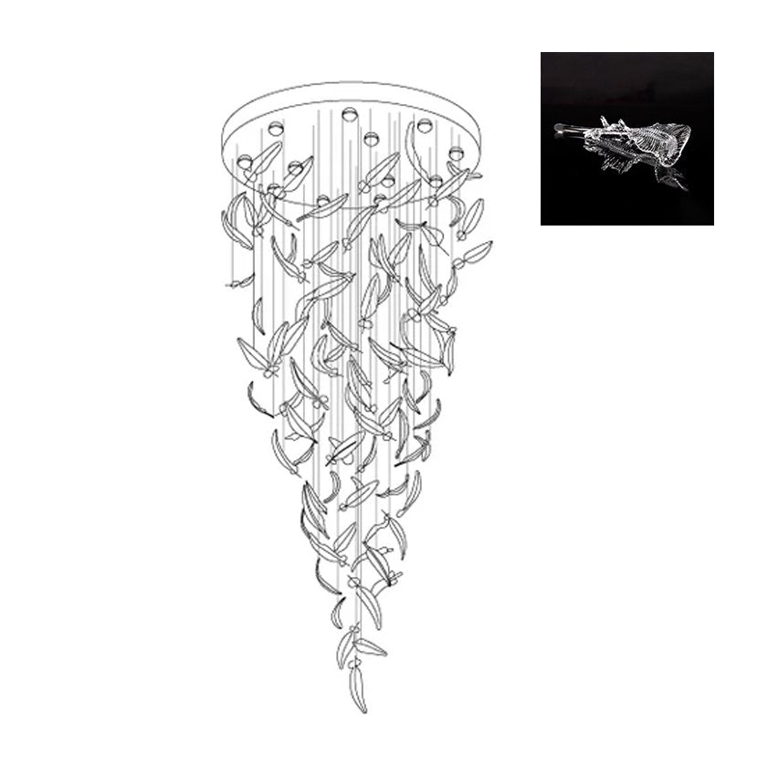 Aetherial Glass Leaf Chandelier-Neutral Decor