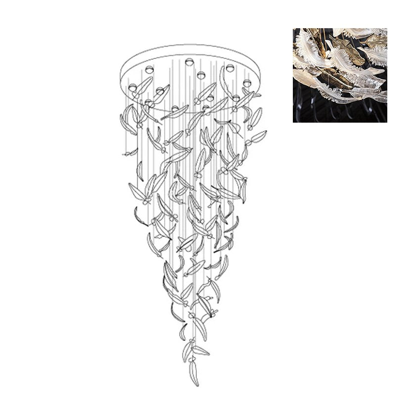 Aetherial Glass Leaf Chandelier-Neutral Decor