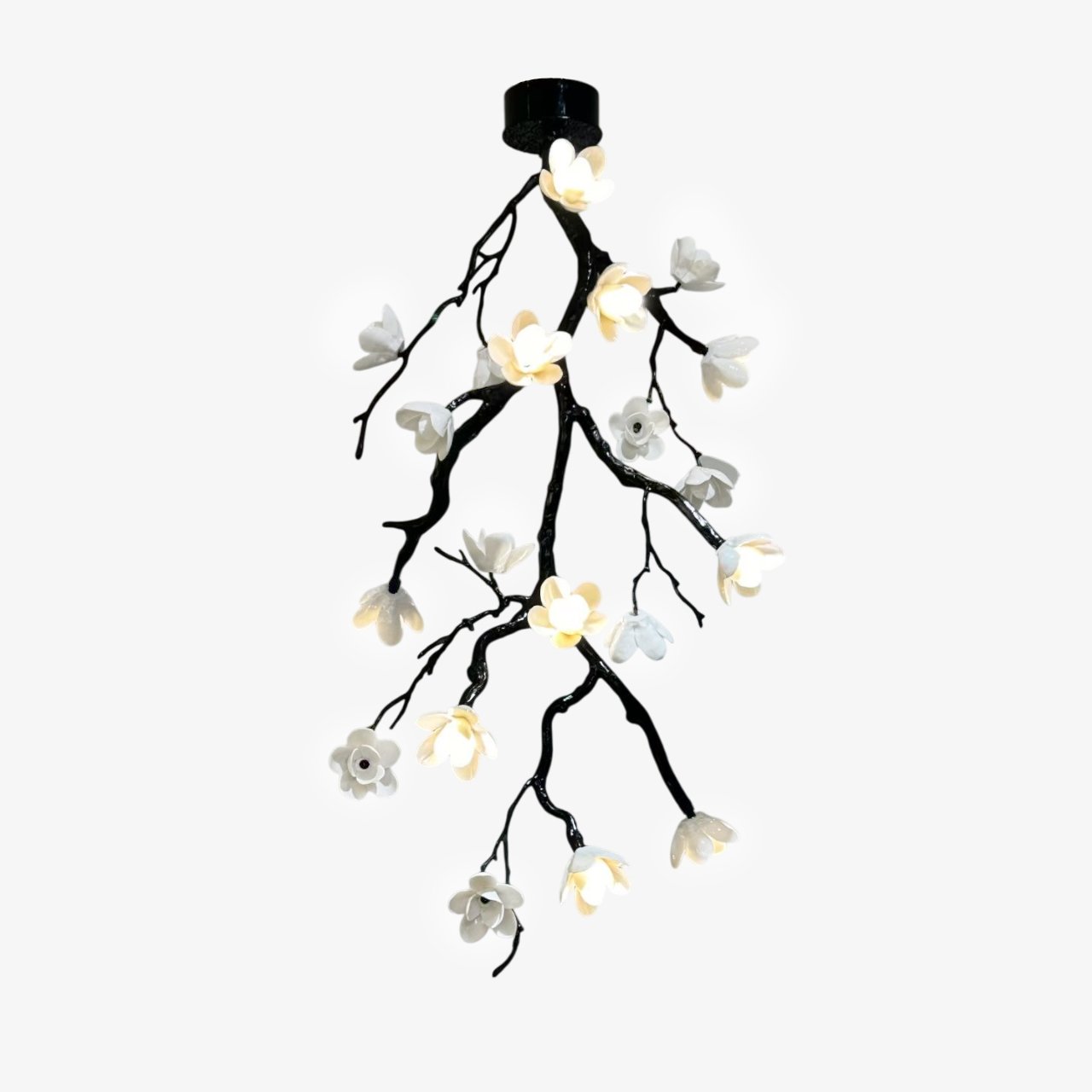 Rae Chandelier Black Branch Flower-Neutral Decor