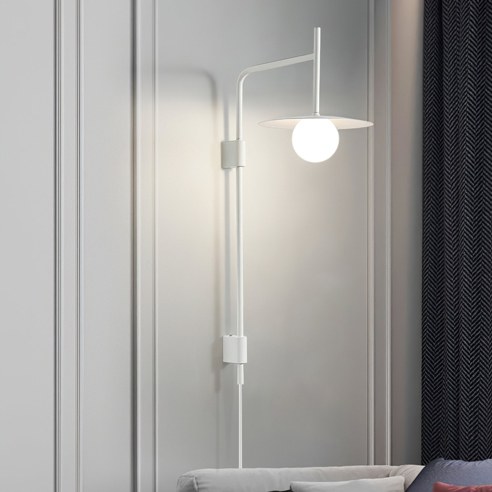 Paxon Swing Arm Plug-in Glass Wall Lamp-Neutral Decor