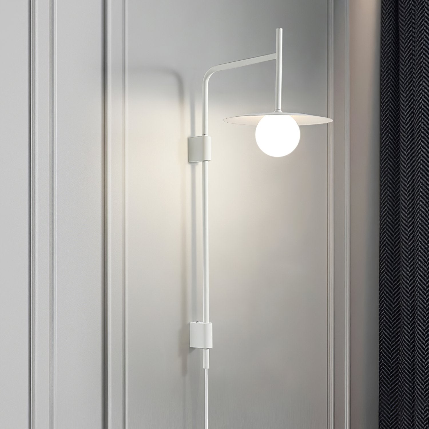 Paxon Swing Arm Plug-in Glass Wall Lamp-Neutral Decor