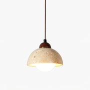 Lunex Dome-Shaped Travertine Pendant Light-Neutral Decor