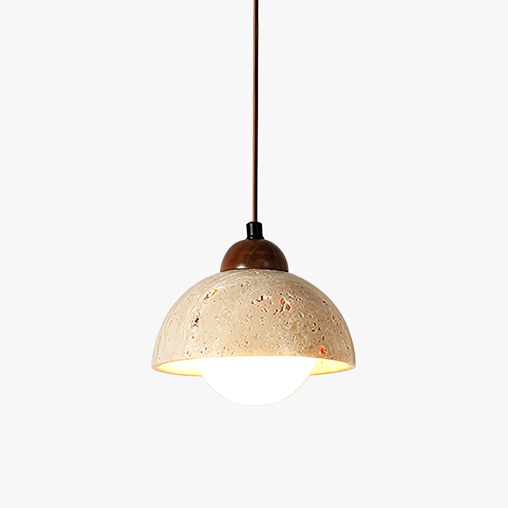 Orzora Dome-Shaped Travertine Pendant Light-Neutral Decor