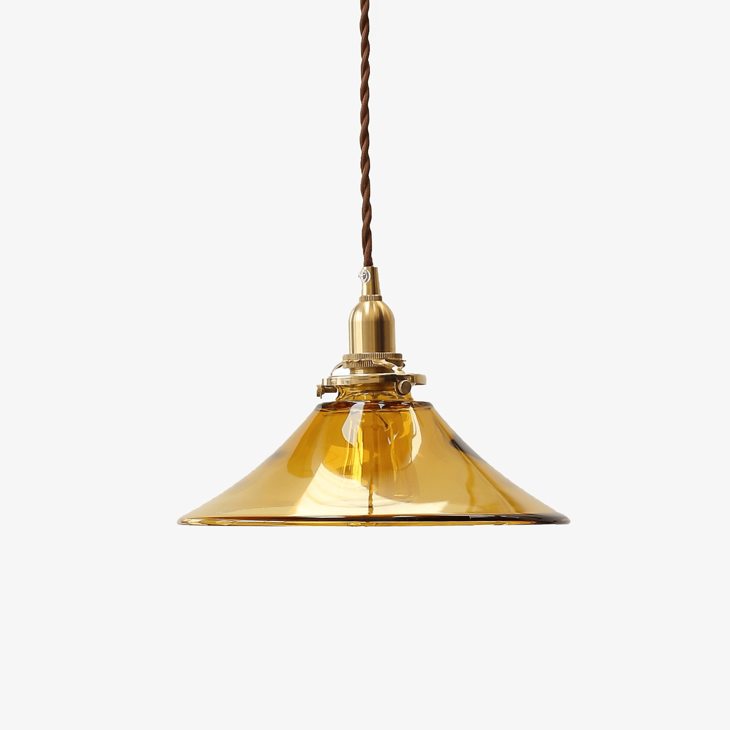 Pila Pendant Lamp Amber Glass Brass Vintage Dining-Neutral Decor