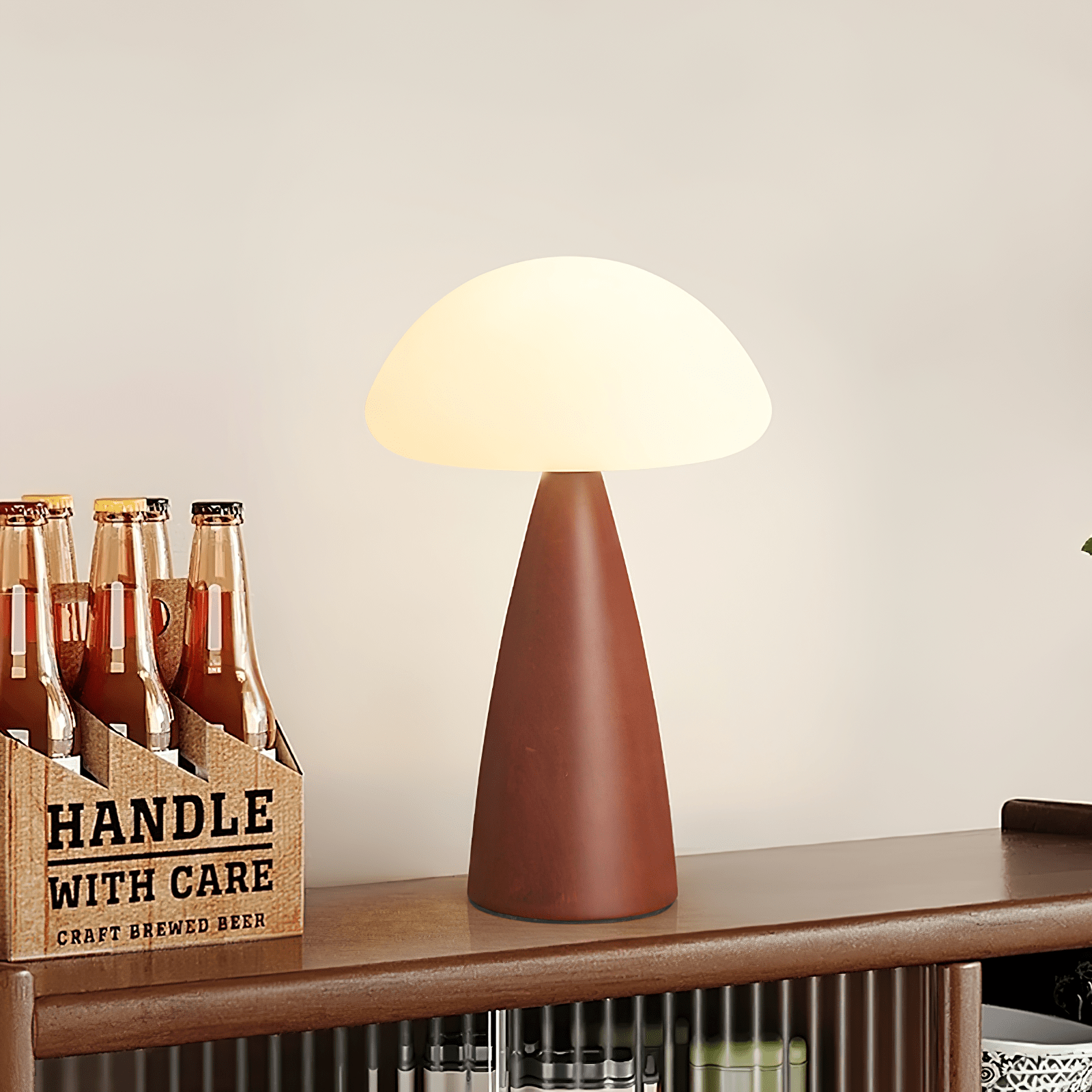 Ibisin Funge Wood Contemporary Table Lamp-Neutral Decor