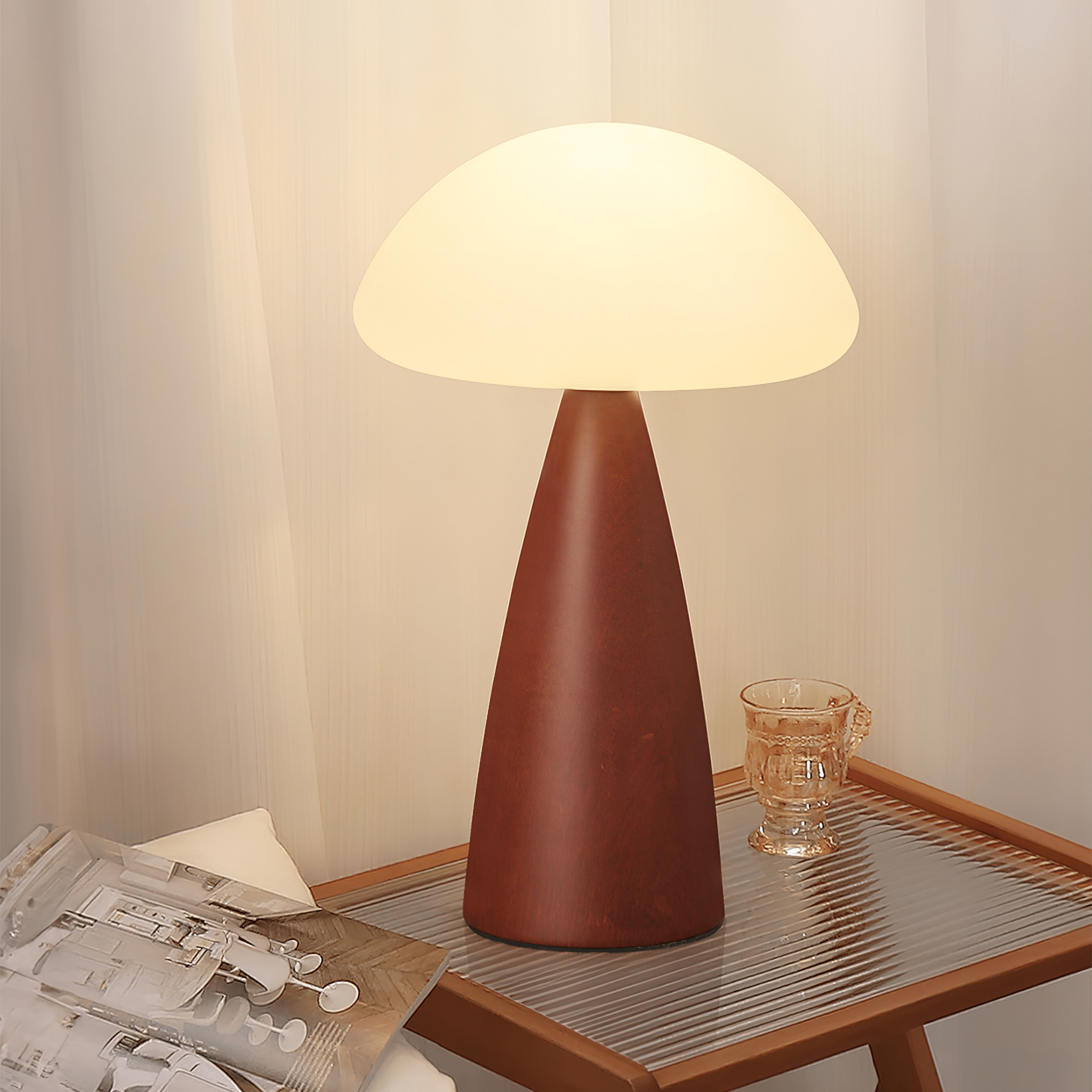 Ibisin Funge Wood Contemporary Table Lamp-Neutral Decor