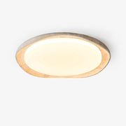 Adoros Rimmed-Circle Travertine Ceiling Light-Neutral Decor