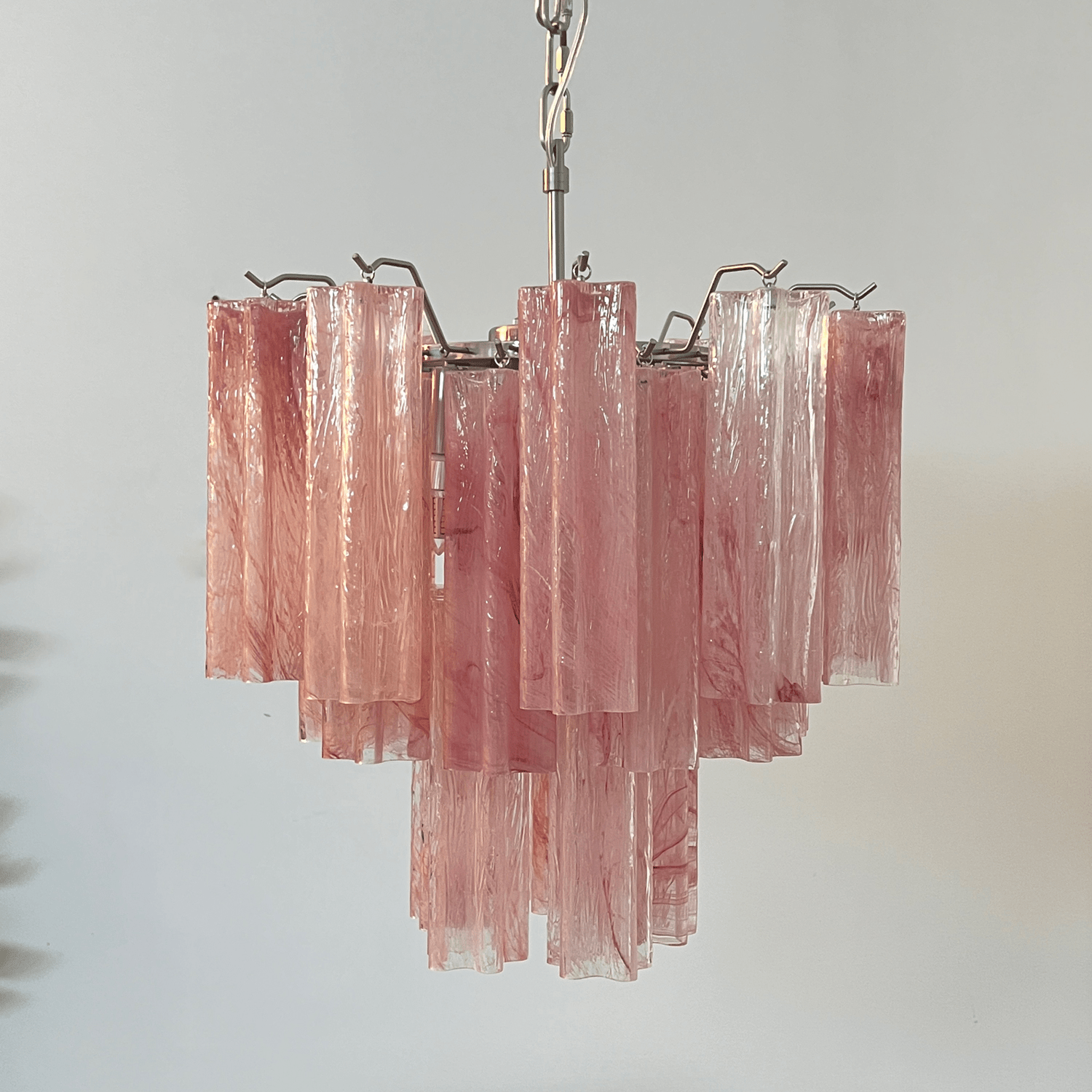 Aurora Chandelier Pink Glass Tubes Layered Modern-Neutral Decor