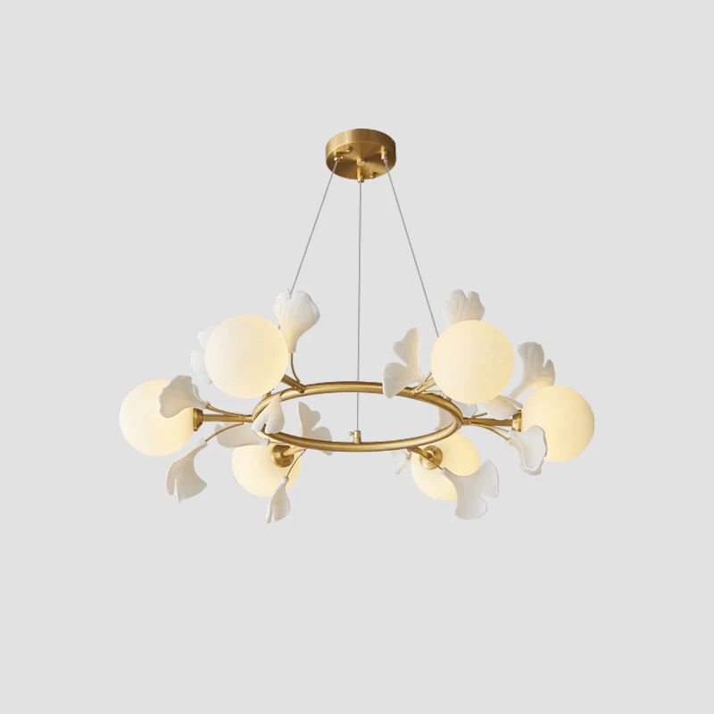 Hunell Floral Brass Chandelier-Neutral Decor