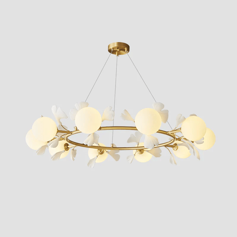 Hunell Floral Brass Chandelier-Neutral Decor
