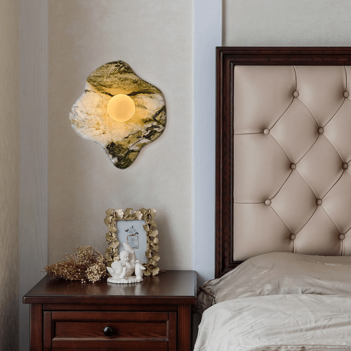 Lustra Wall Lamp Green Marble Glass-Neutral Decor