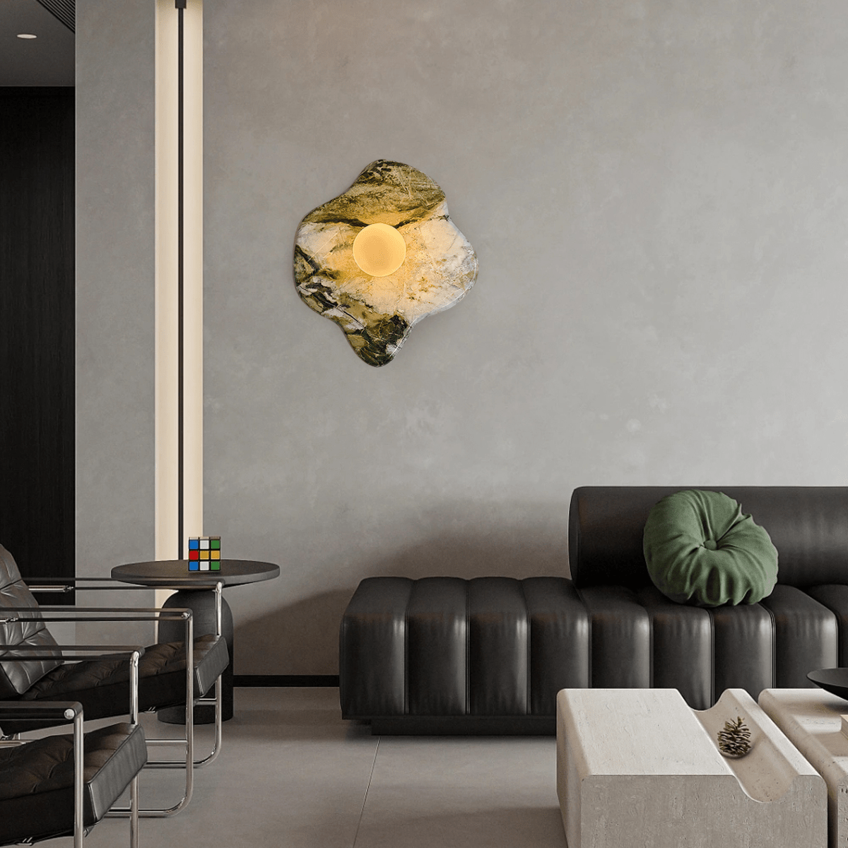 Lustra Wall Lamp Green Marble Glass-Neutral Decor