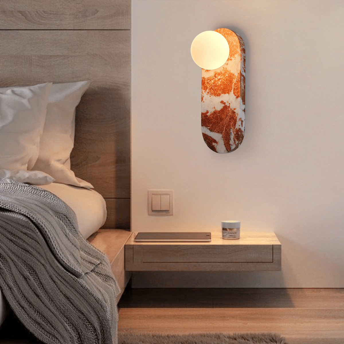 Sysolion Modern Minimalist Glass Marble Wall Lamp-Neutral Decor