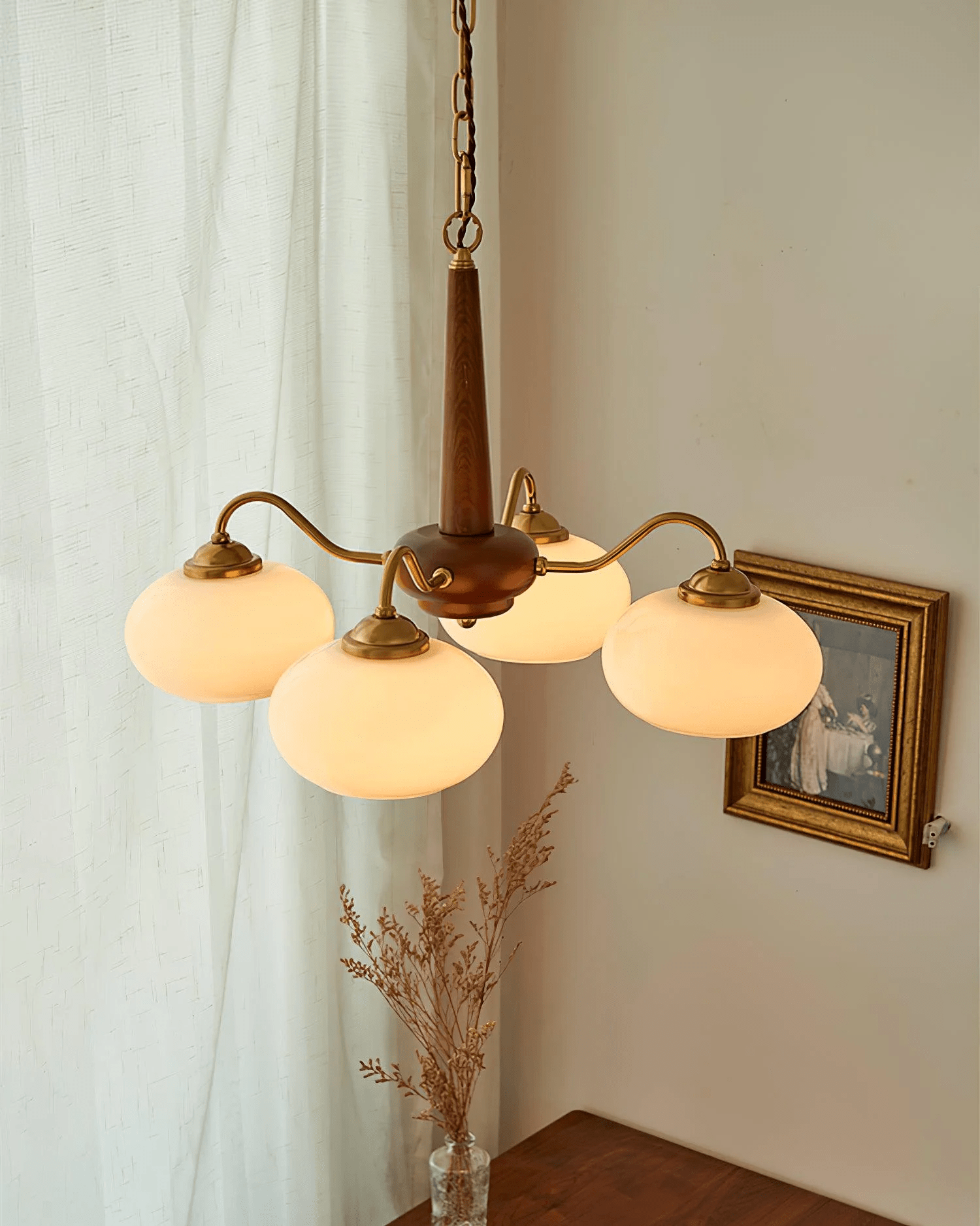 Hali Pendant Lamp Persimmon Brass Glass Elegant-Neutral Decor
