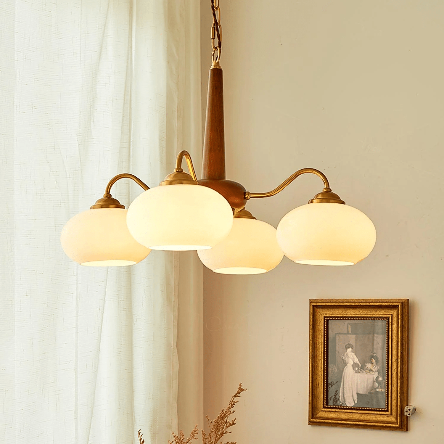 Hali Pendant Lamp Persimmon Brass Glass Elegant-Neutral Decor