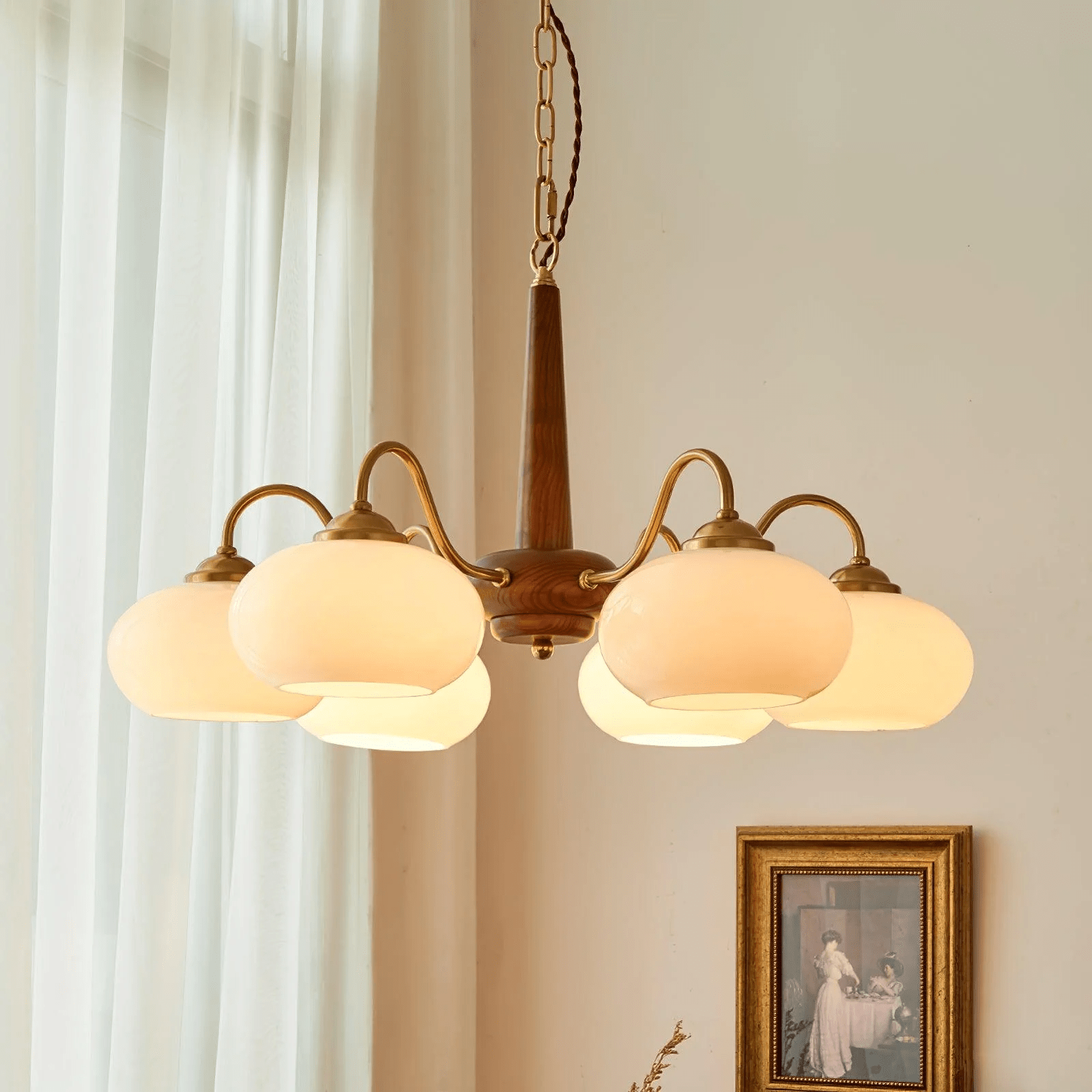 Hali Pendant Lamp Persimmon Brass Glass Elegant-Neutral Decor