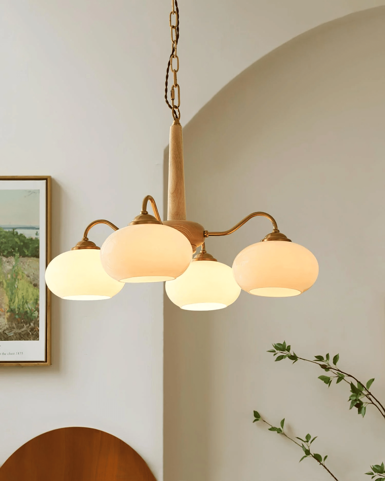 Hali Pendant Lamp Persimmon Brass Glass Elegant-Neutral Decor