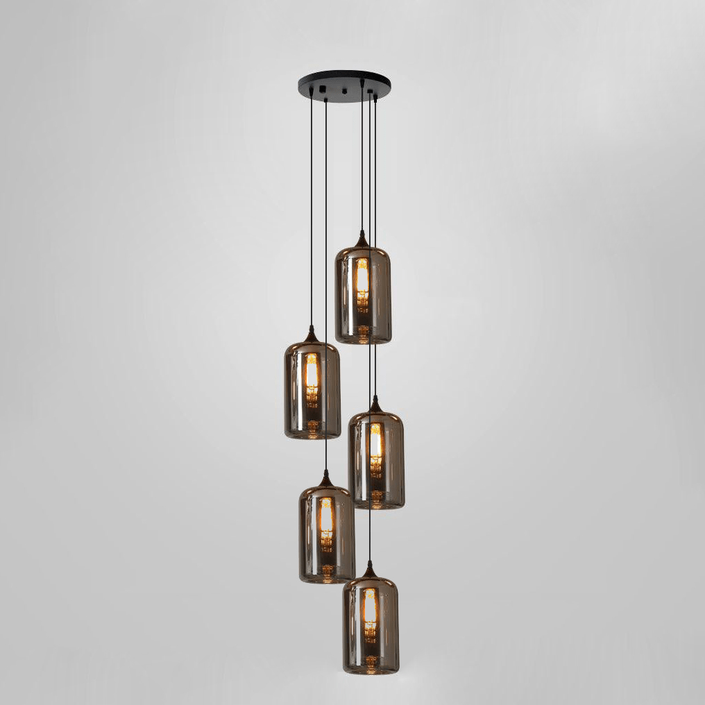 Tevely Glass Industrial Chic Pendant Light-Neutral Decor