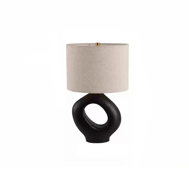 Lumestic Sculptural Resin Fabric Table Lamp-Neutral Decor