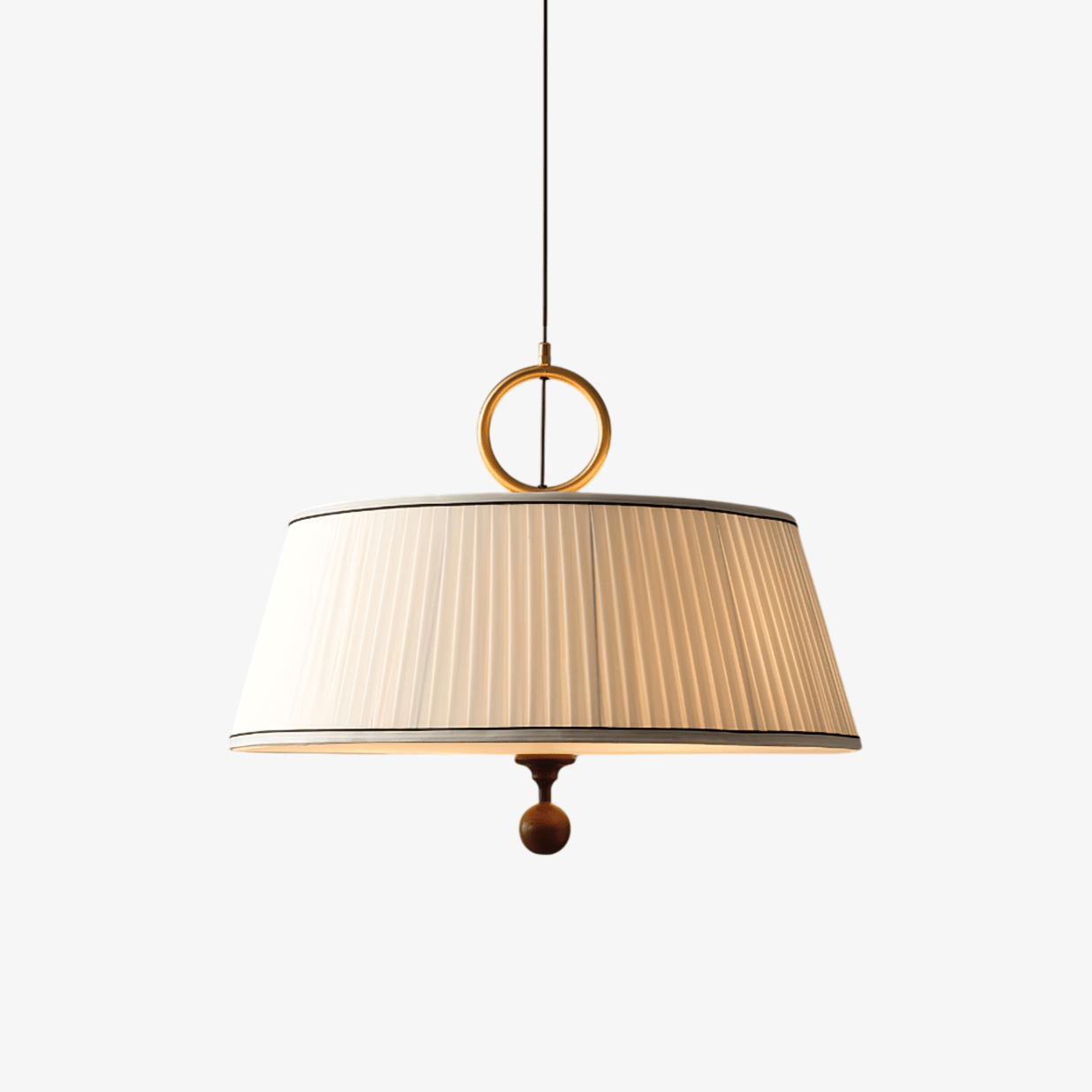 Quvlen Traditional Natural Wood Fabric Pendant Lamp-Neutral Decor