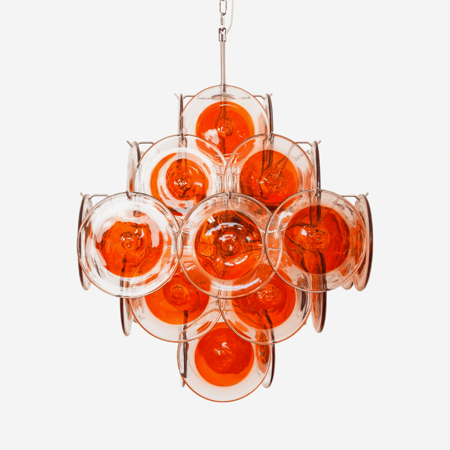 Aurora Chandelier Orange Murano Glass Disc Layered-Neutral Decor