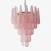 Aurora Chandelier Pink Droplet Murano Glass Diamond Pattern Waterfall-Neutral Decor