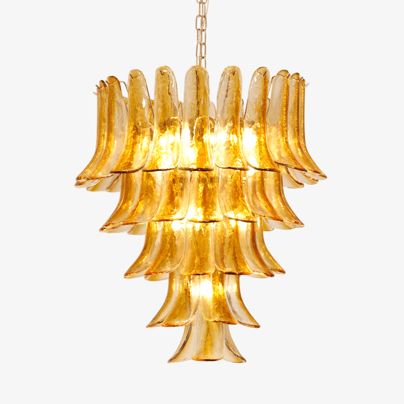 Aurora Chandelier Amber Lily Murano Glass Layered Centerpiece-Neutral Decor