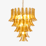 Aurora Chandelier Amber Lily Murano Glass Layered Centerpiece-Neutral Decor