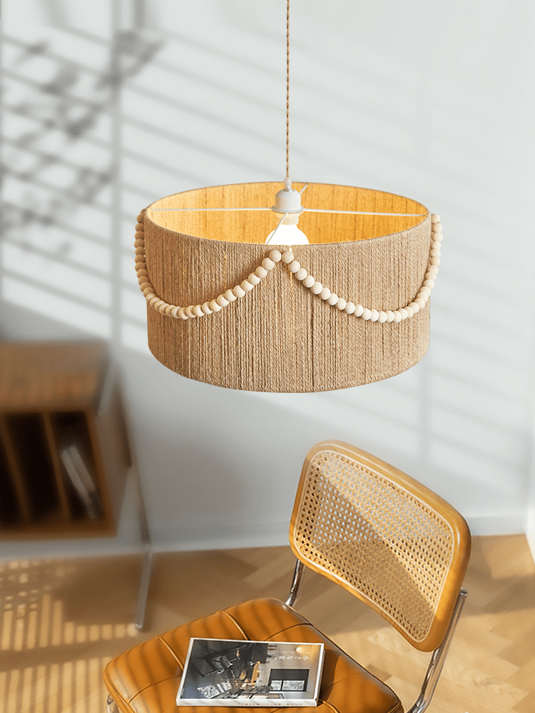 Ershaa Elegance Natural Beaded Boho Pendant Lamp-Neutral Decor