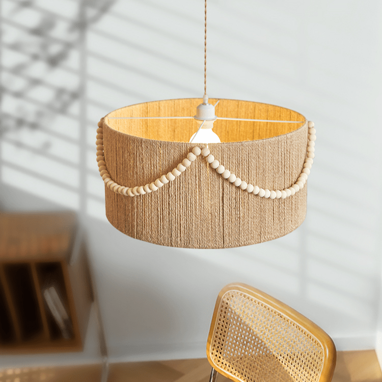 Ershaa Elegance Natural Beaded Boho Pendant Lamp-Neutral Decor