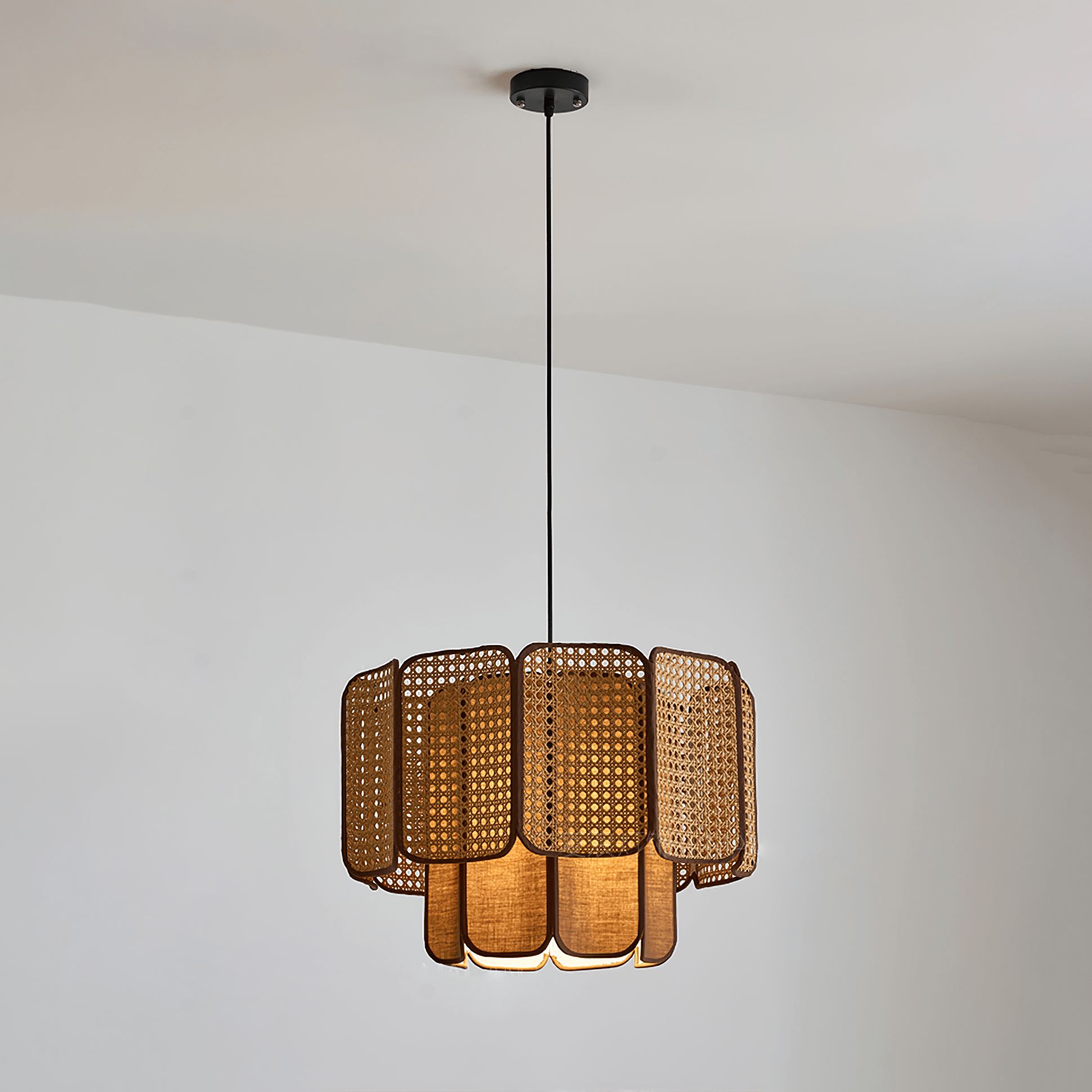 Cane Vintage Fabric Pendant Lamp-Neutral Decor