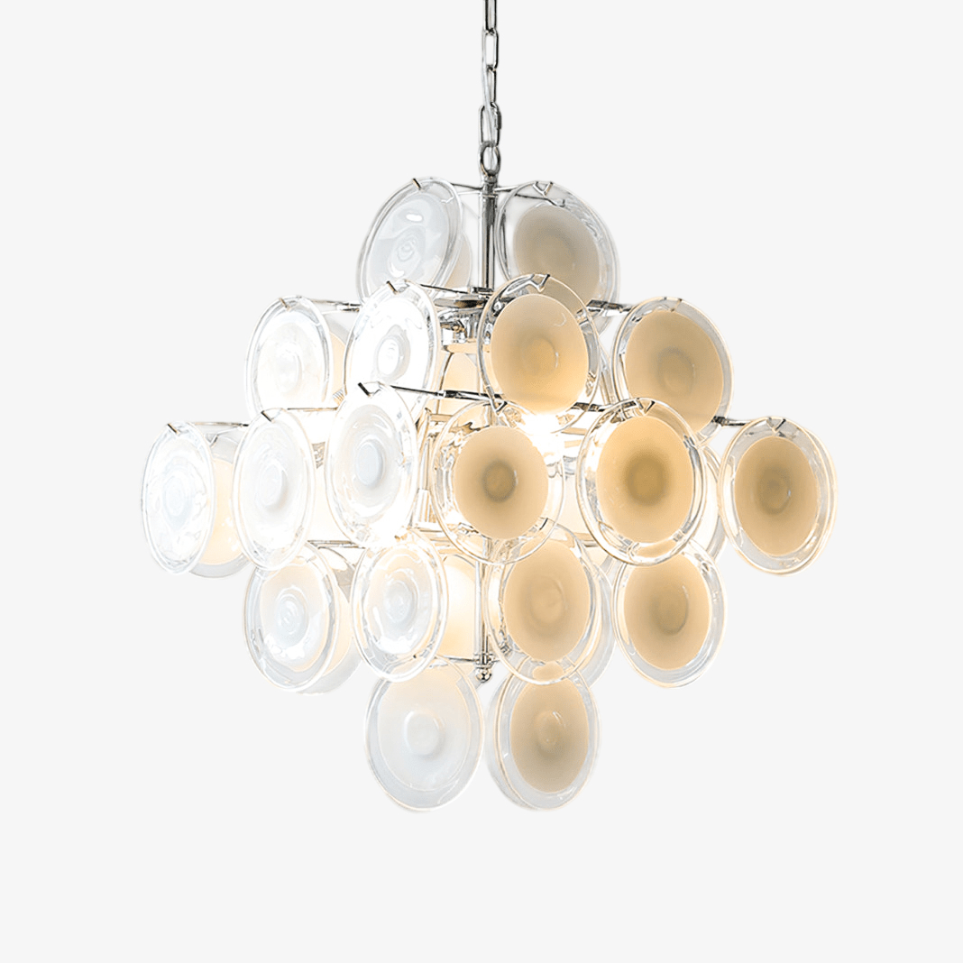 Aurora Chandelier White Murano Glass Discs Cluster-Neutral Decor