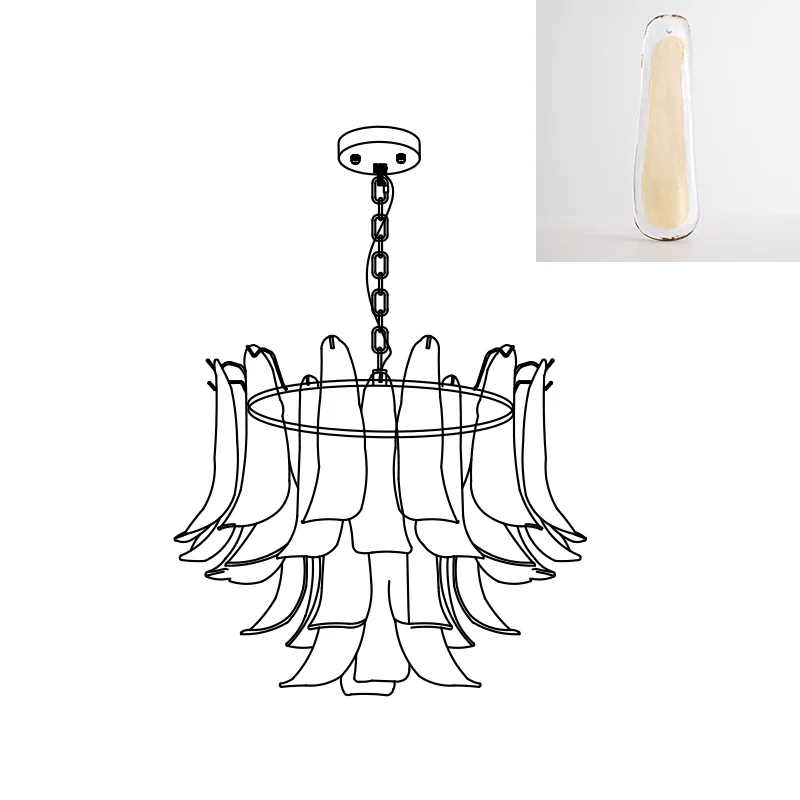 Elvess Chandelier Murano Glass Leaf Golden-Neutral Decor