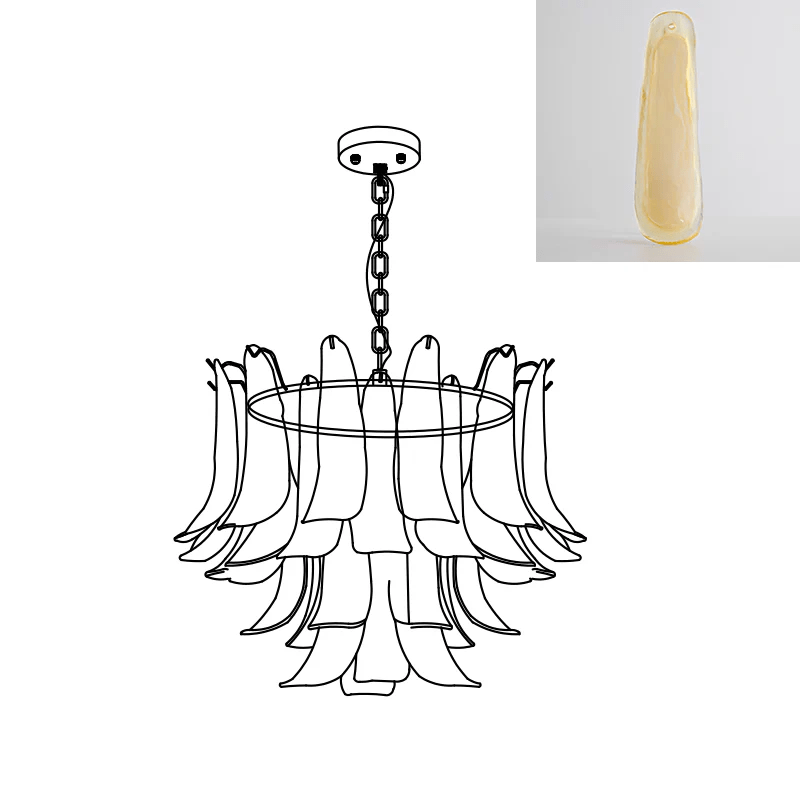Elvess Chandelier Murano Glass Leaf Golden-Neutral Decor
